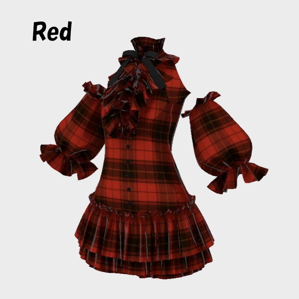 【VRoid】パフスリーブ付きフリルワンピース