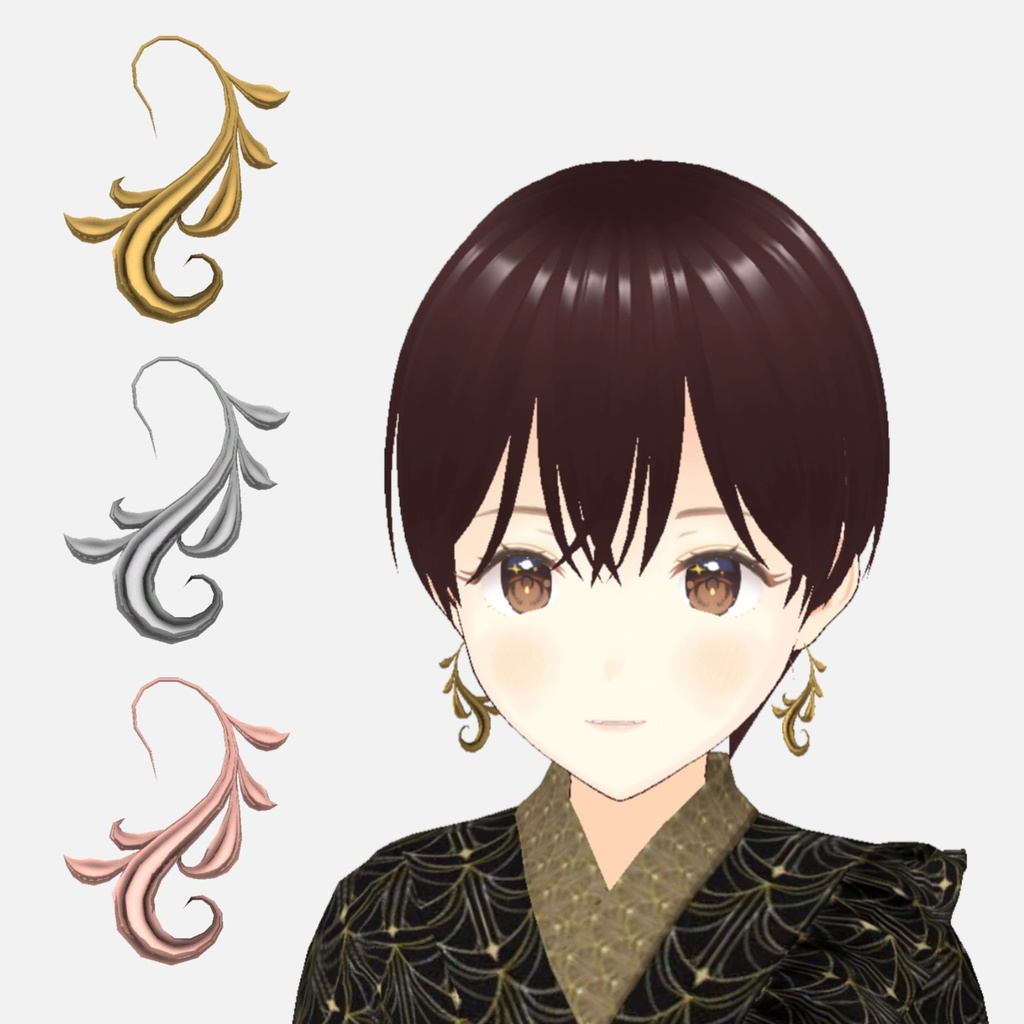 【VRoid】唐草イヤリング 3色セット