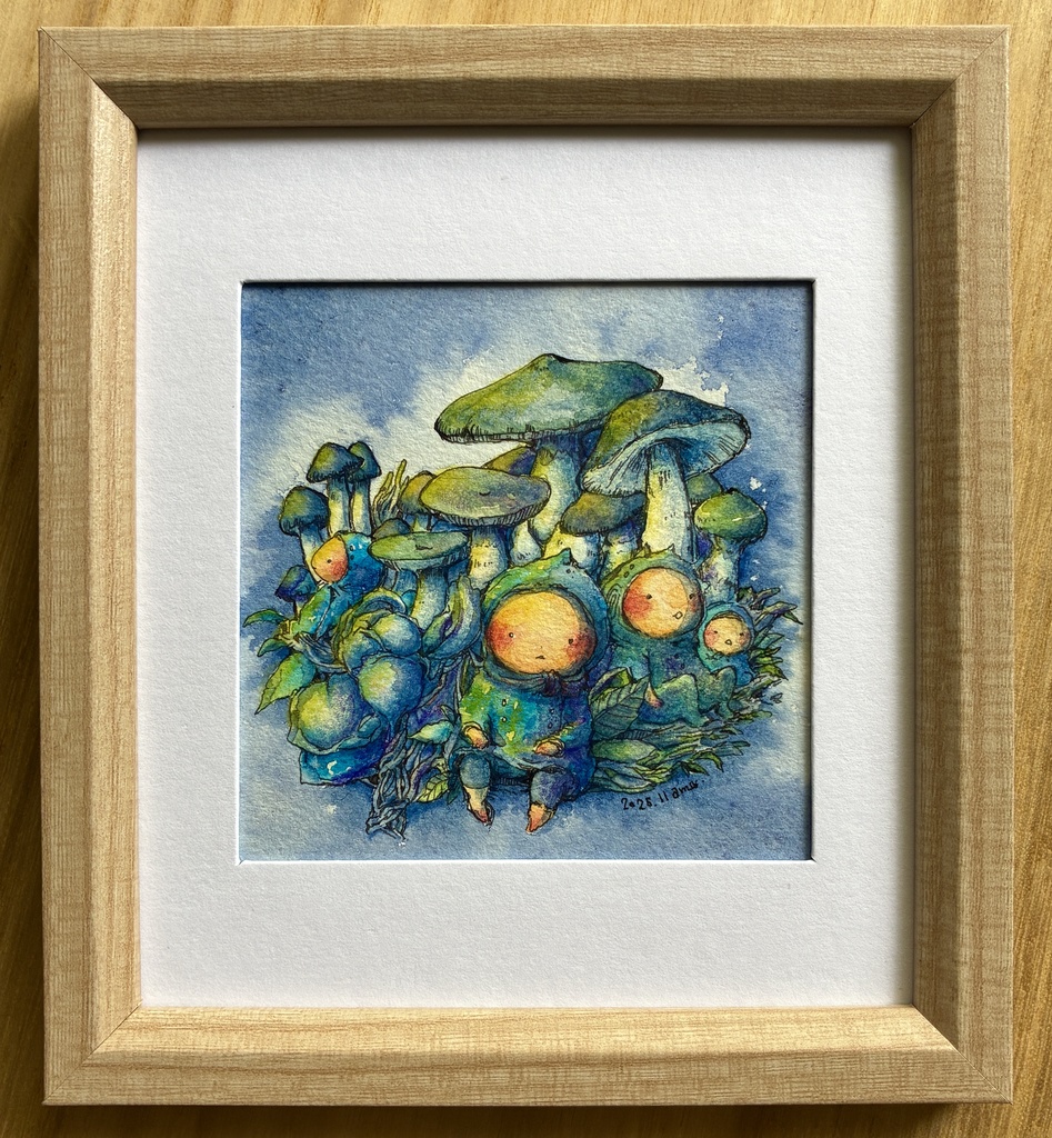 「蒼いきのことこども」原画