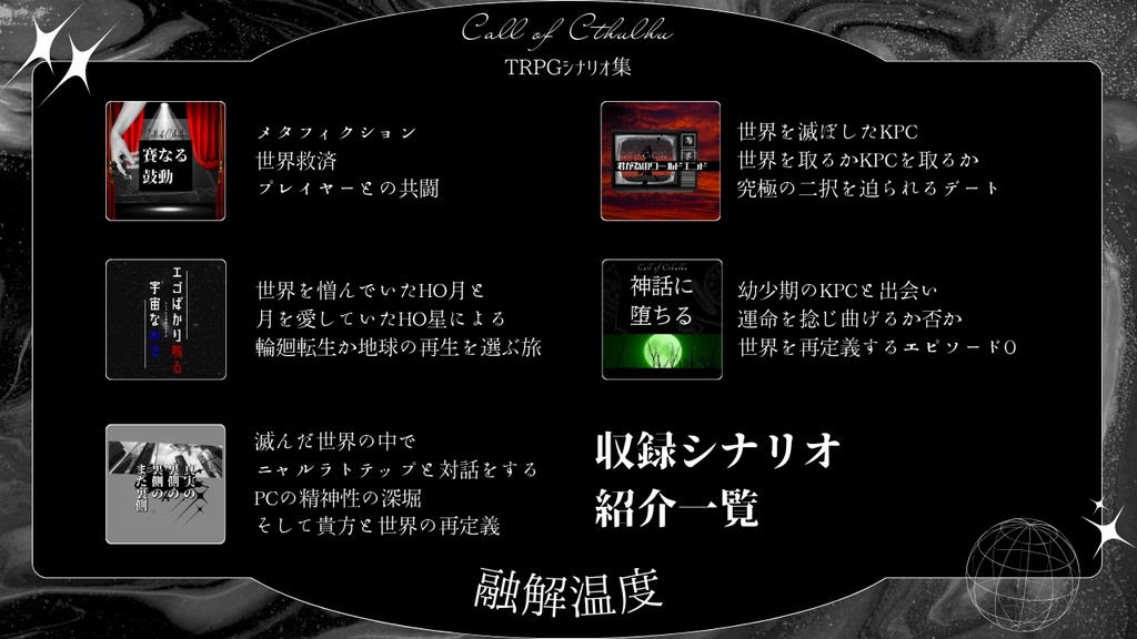 【CoCシナリオ集】融解温度//SPLL:E191908【TRPG】