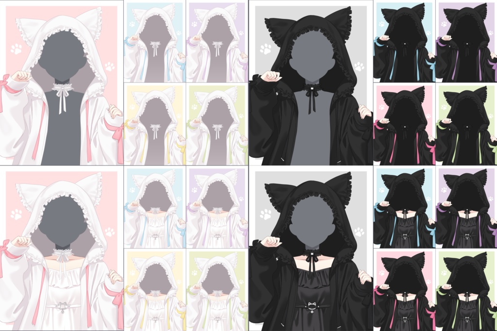 【フリー素材】猫耳フリルパーカー🎀重ねるだけおはV素材✨【※おはV使用限定】