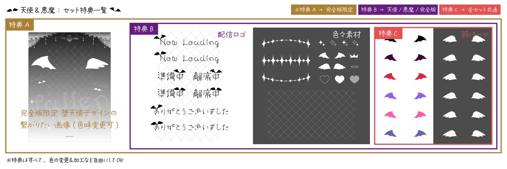 【フリー素材あり】天使と悪魔:配信素材セット🤍🖤