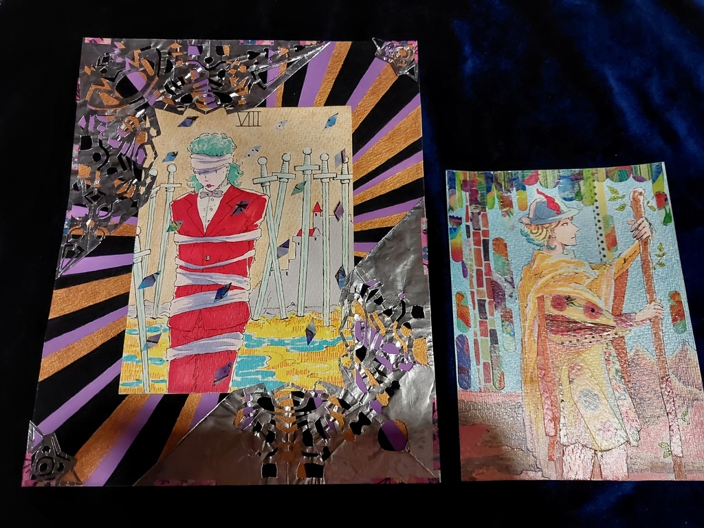 【アナログ原画】タロットカードオマージュ◆90年代風◆創作キャラ4枚セット