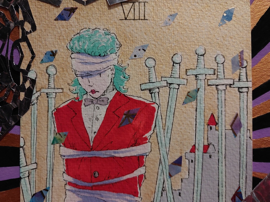 【アナログ原画】タロットカードオマージュ◆90年代風◆創作キャラ4枚セット