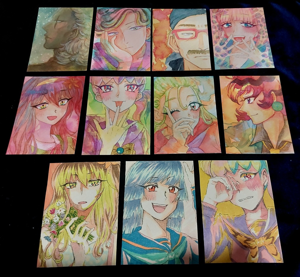 【アナログ原画】ATCサイズ◆90年代風◆創作キャラ11枚セット