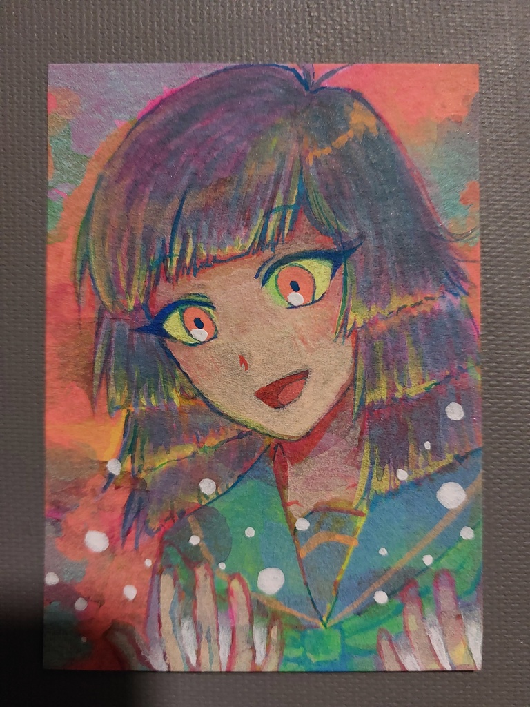 【アナログ原画】ATCサイズ◆90年代風◆ホラーな創作キャラ6枚セット