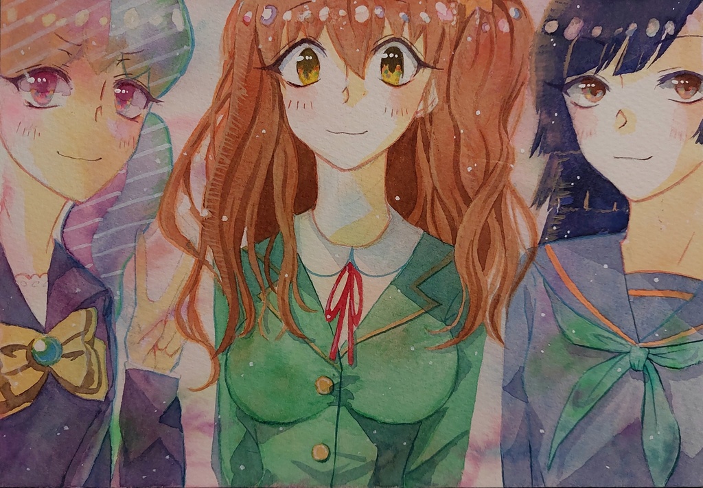 【アナログ原画】90年代風◆創作キャラ3人