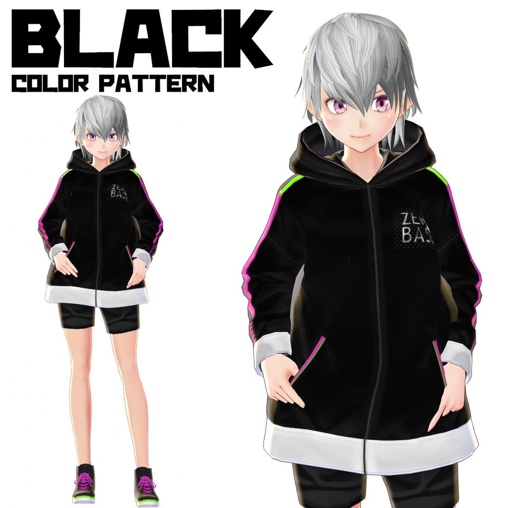 【VRoid 旧Ver】フロントジップパーカーSET01【テクスチャ】