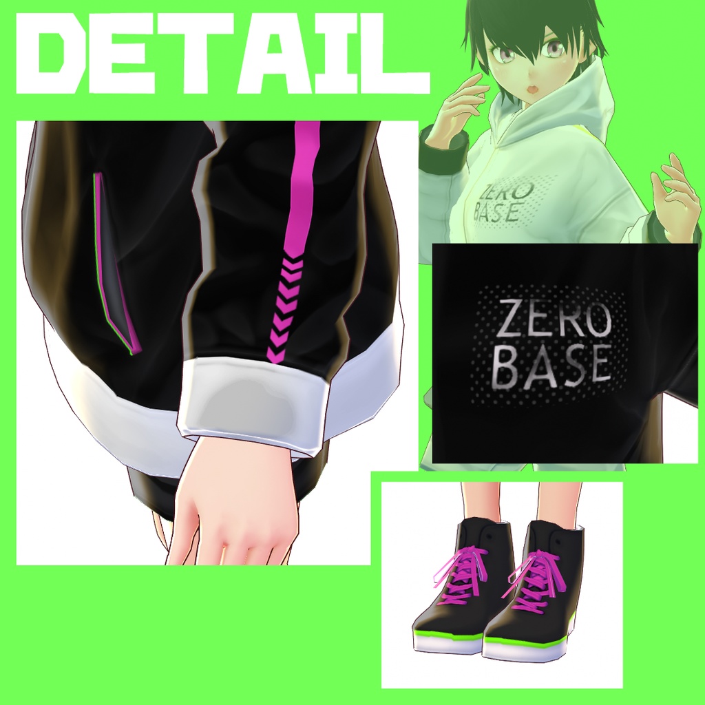 【VRoid 旧Ver】フロントジップパーカーSET01【テクスチャ】