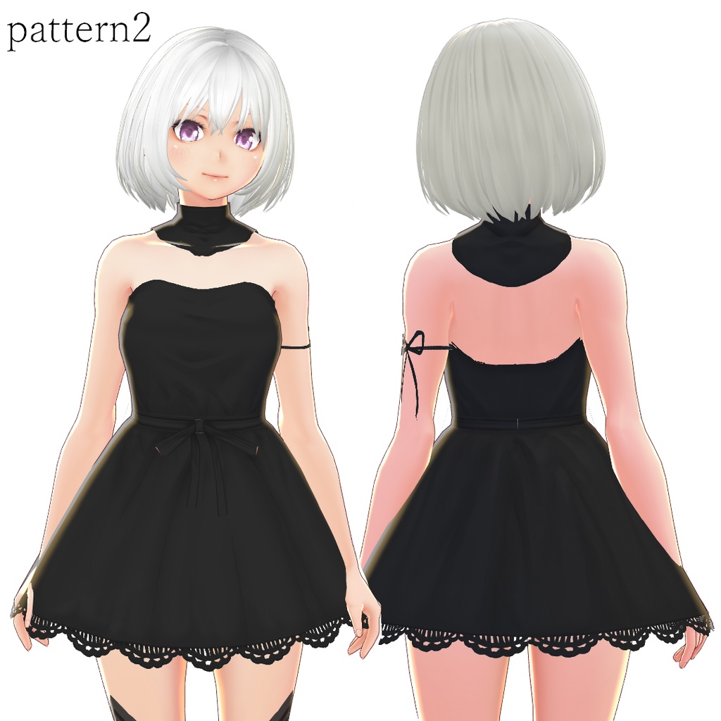【VRoid 旧Ver】レースワンピース(黒)set_01【テクスチャ】