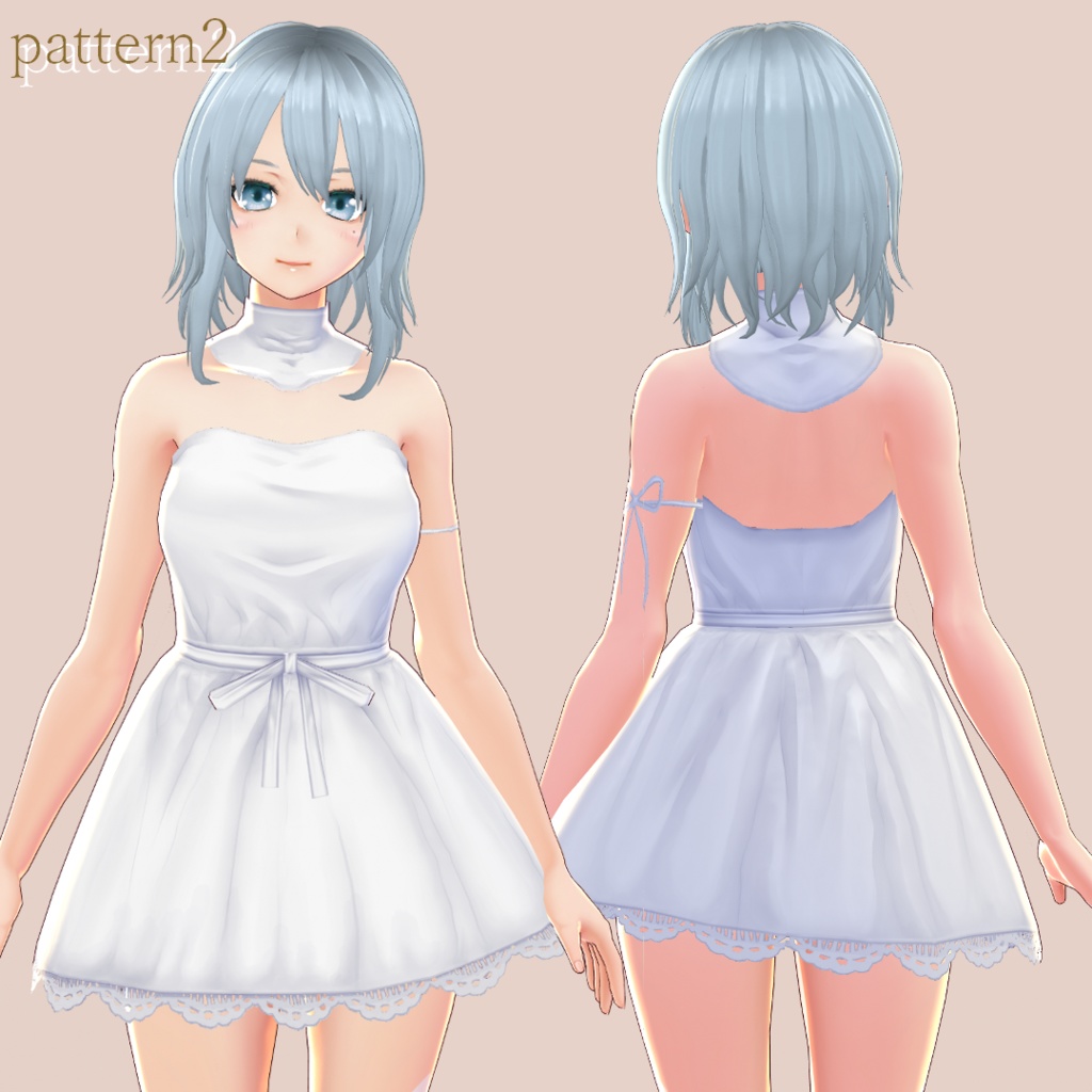 【VRoid 旧Ver】レースワンピース(白)set_01【テクスチャ】