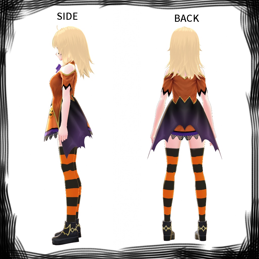 【VRoid 旧Ver】ハロウィンSet(パンプキン色)【テクスチャ】