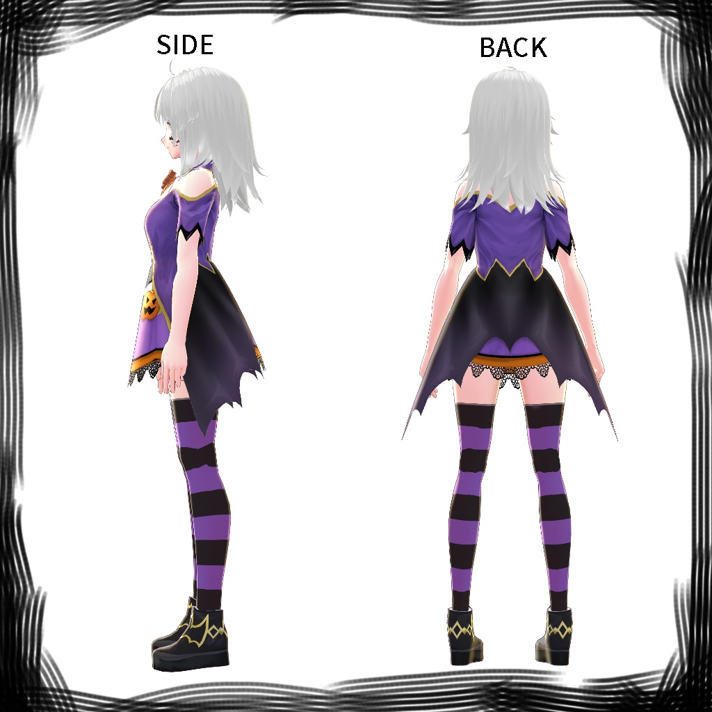 【VRoid 旧Ver】ハロウィンSet(パープル)【テクスチャ】