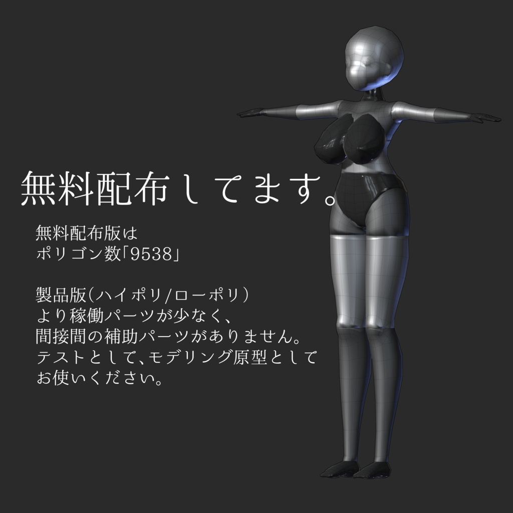 【NomadSculpt】【3DCG】【動素体】ポージングパペット女性型V1