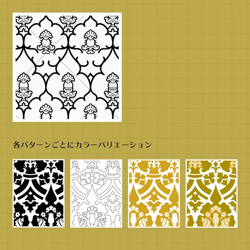 クラシック・ダマスク柄パターン素材集1