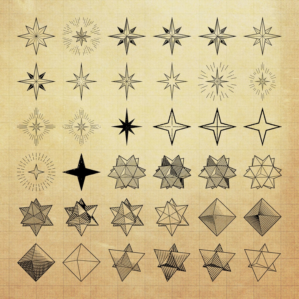 星・多角形・多面体シンボル素材集