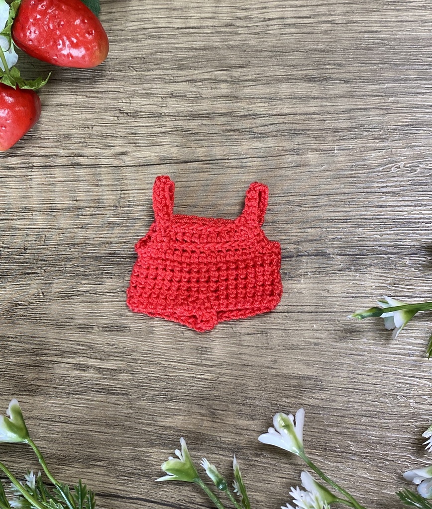 ゆる〜い刺繍のサロペット チェリー