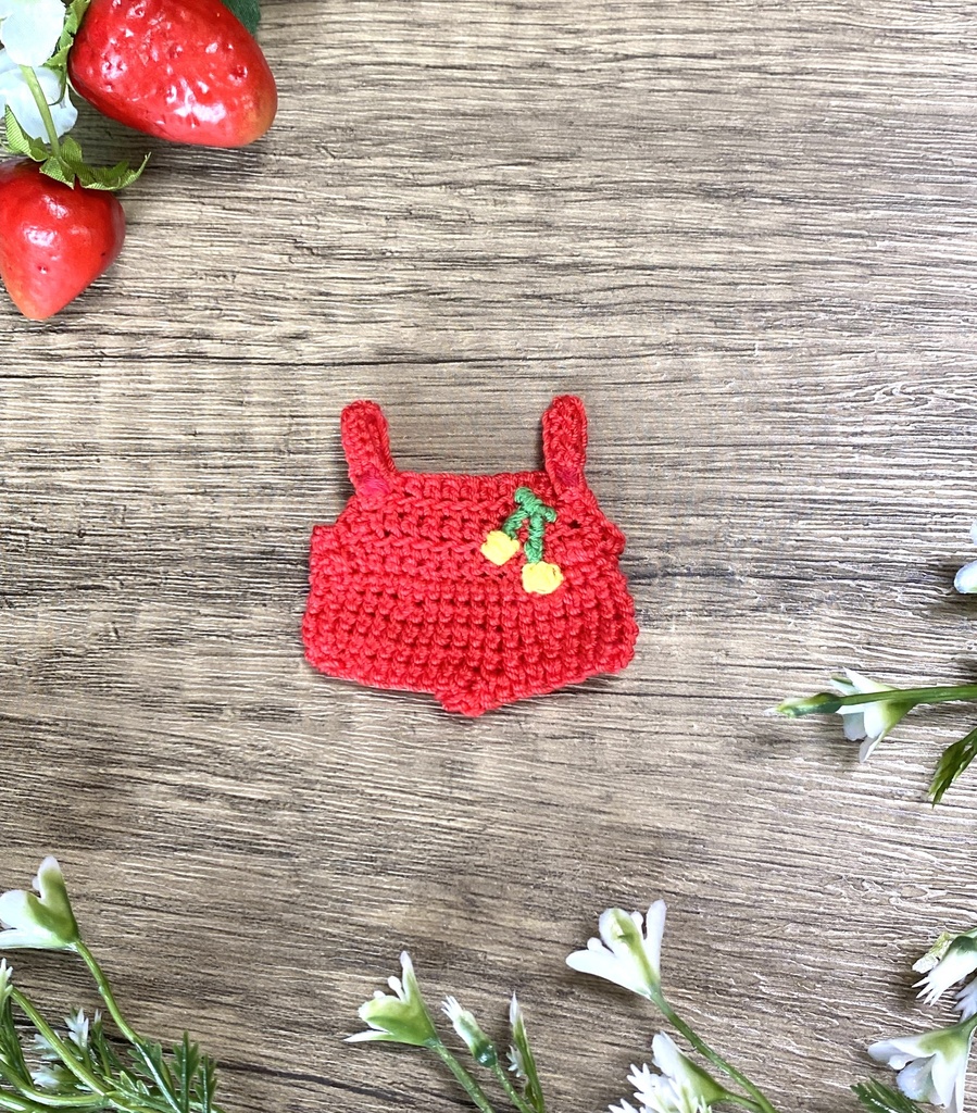 ゆる〜い刺繍のサロペット チェリー