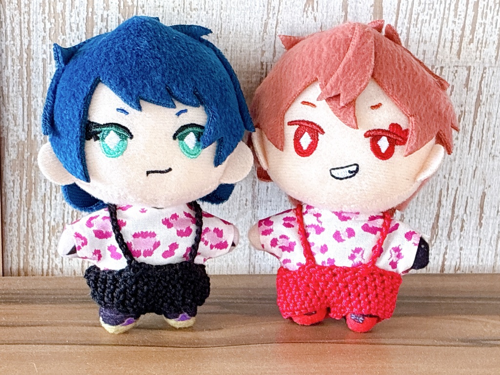 10センチぬい 柄シャツ&サロペット 2点ペアセット