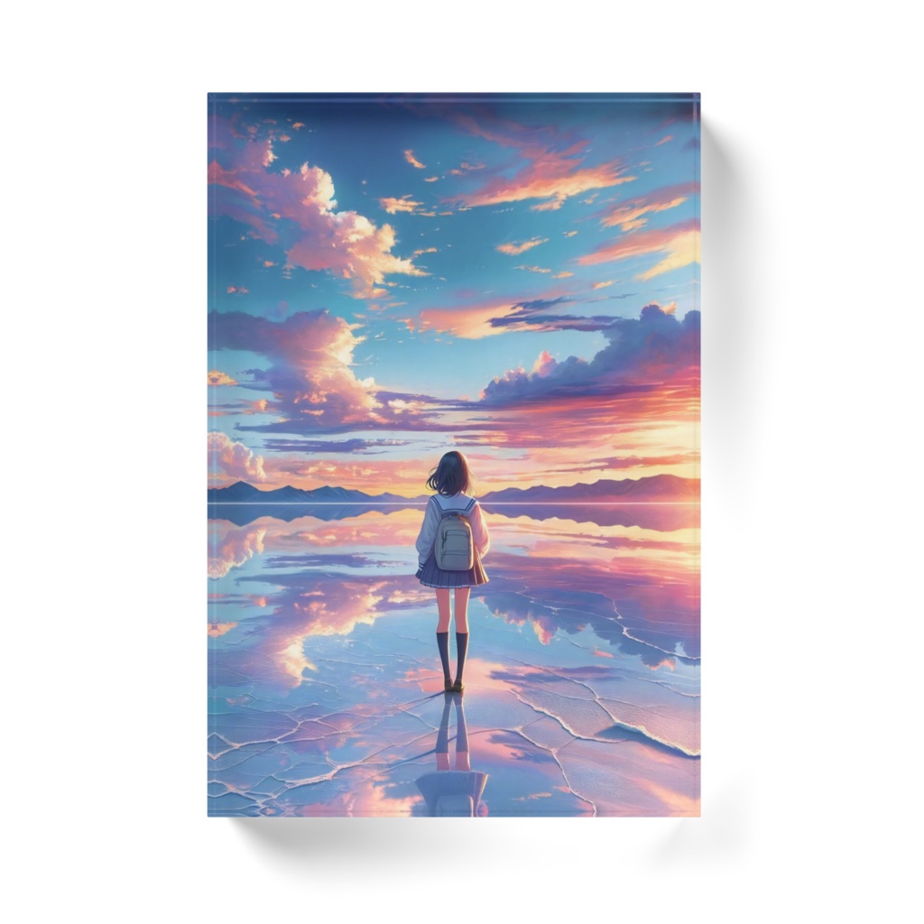 旅する女子高生(ウユニ) - アクリルブロック