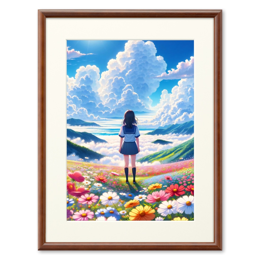 旅する女子高生(天空の花畑) - プリモアート