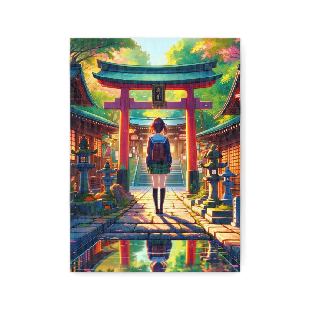 旅する女子高生(神社) - キャンバスアート