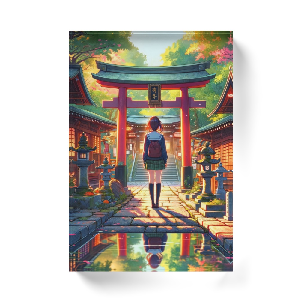 旅する女子高生(神社) - アクリルブロック