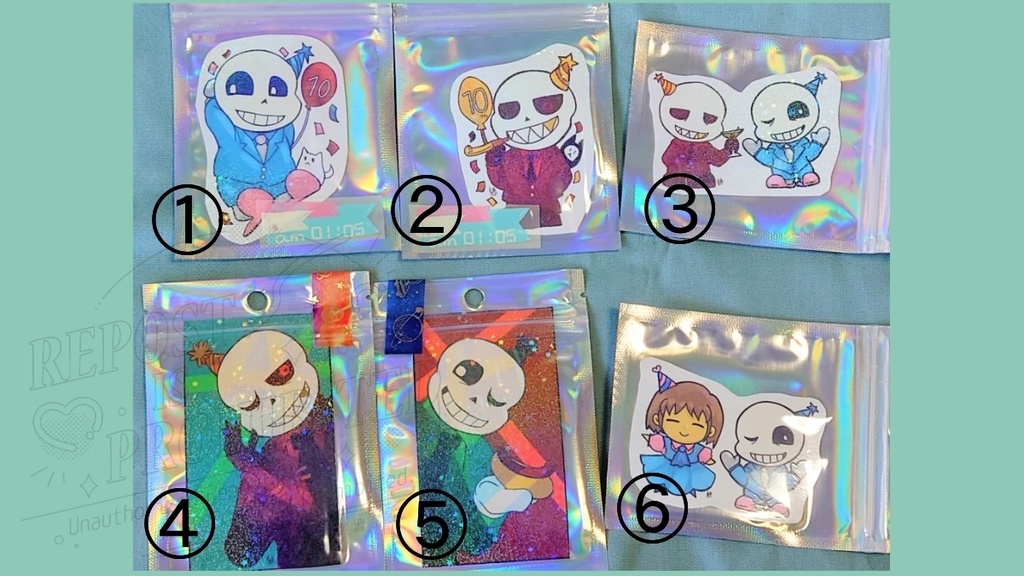 【サンフリ入り】ホログラム加工ステッカー6枚セット