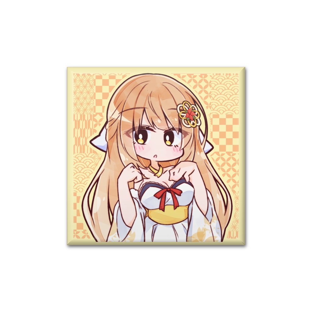 スクエア缶バッジ【温泉むすめ 奥津かがみ 】