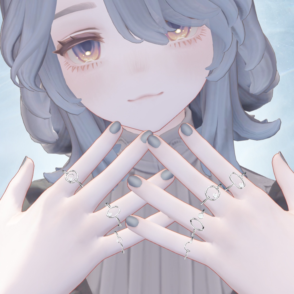【発売記念セール中・8/19まで】Orbit Frame Ring - 7 Ring Set【VRChat向けアクセサリー】 #Lana_Puff