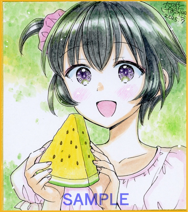 【7月6日22時販売開始】ミニ色紙「スイカときょうちゃん」
