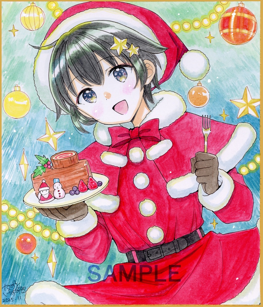 【11月22日22時販売開始】中色紙2枚セット「サンタ姉妹」