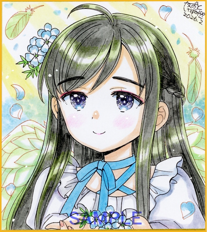 【2月25日22時販売開始】ミニ色紙2枚セット「ネモフィラ姉妹」