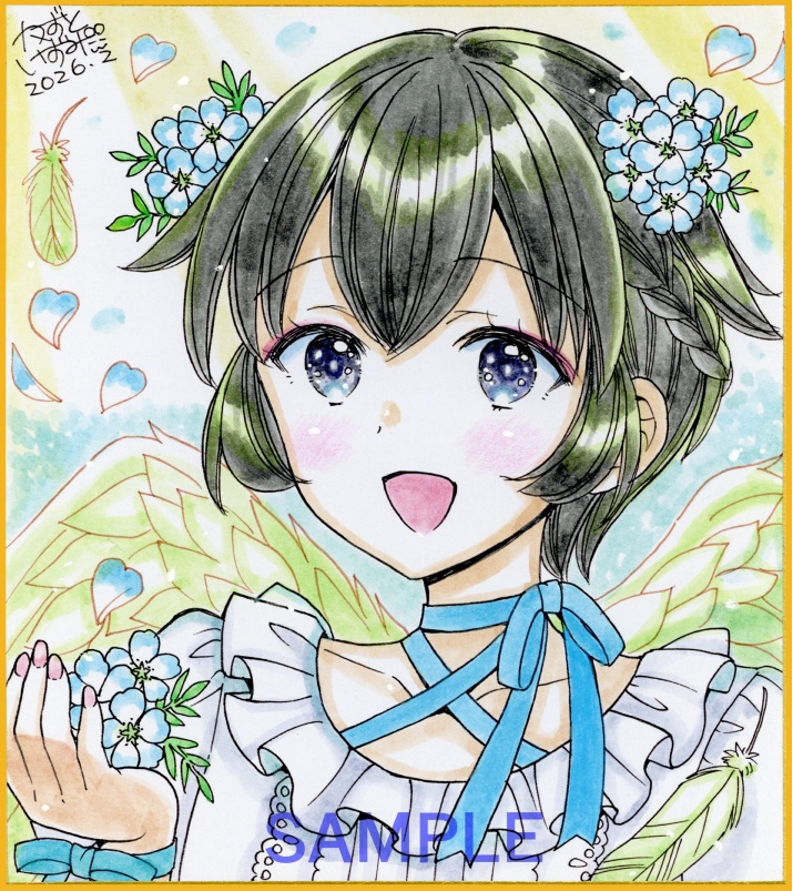 【2月25日22時販売開始】ミニ色紙2枚セット「ネモフィラ姉妹」