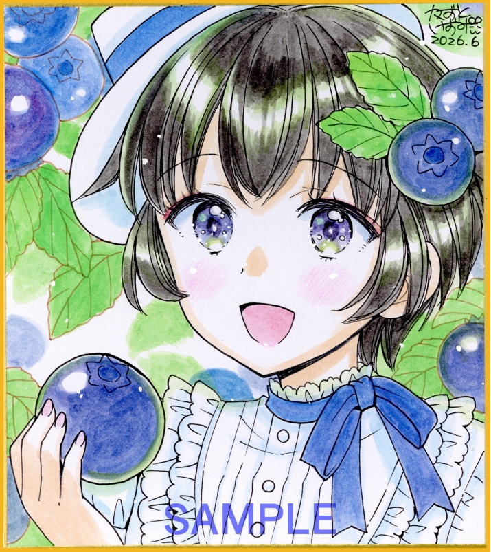 【6月6日22時販売開始】ミニ色紙2枚セット「ブルーベリー姉妹」