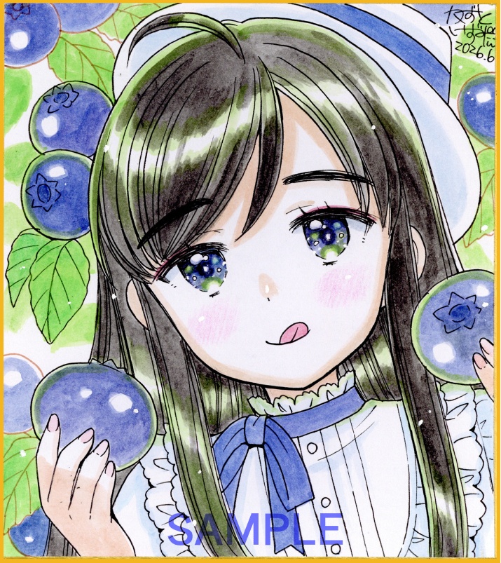【6月6日22時販売開始】ミニ色紙2枚セット「ブルーベリー姉妹」