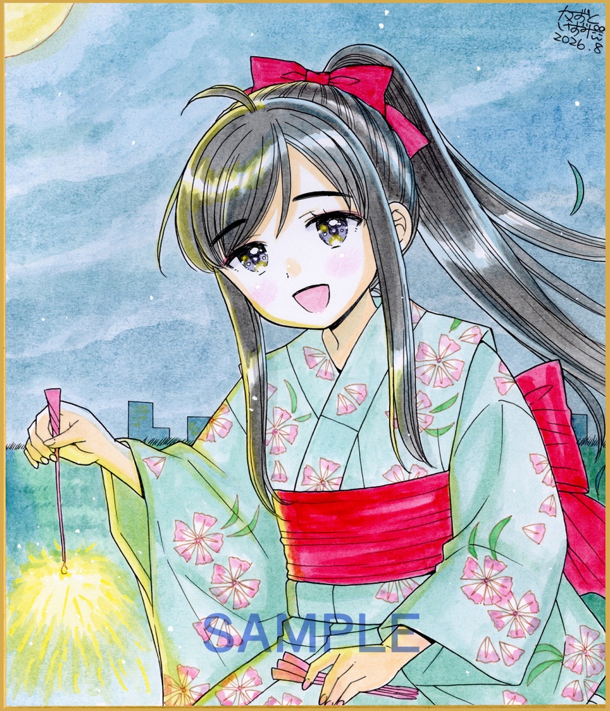 【8月22日22時販売開始】中色紙2枚セット「線香花火姉妹」
