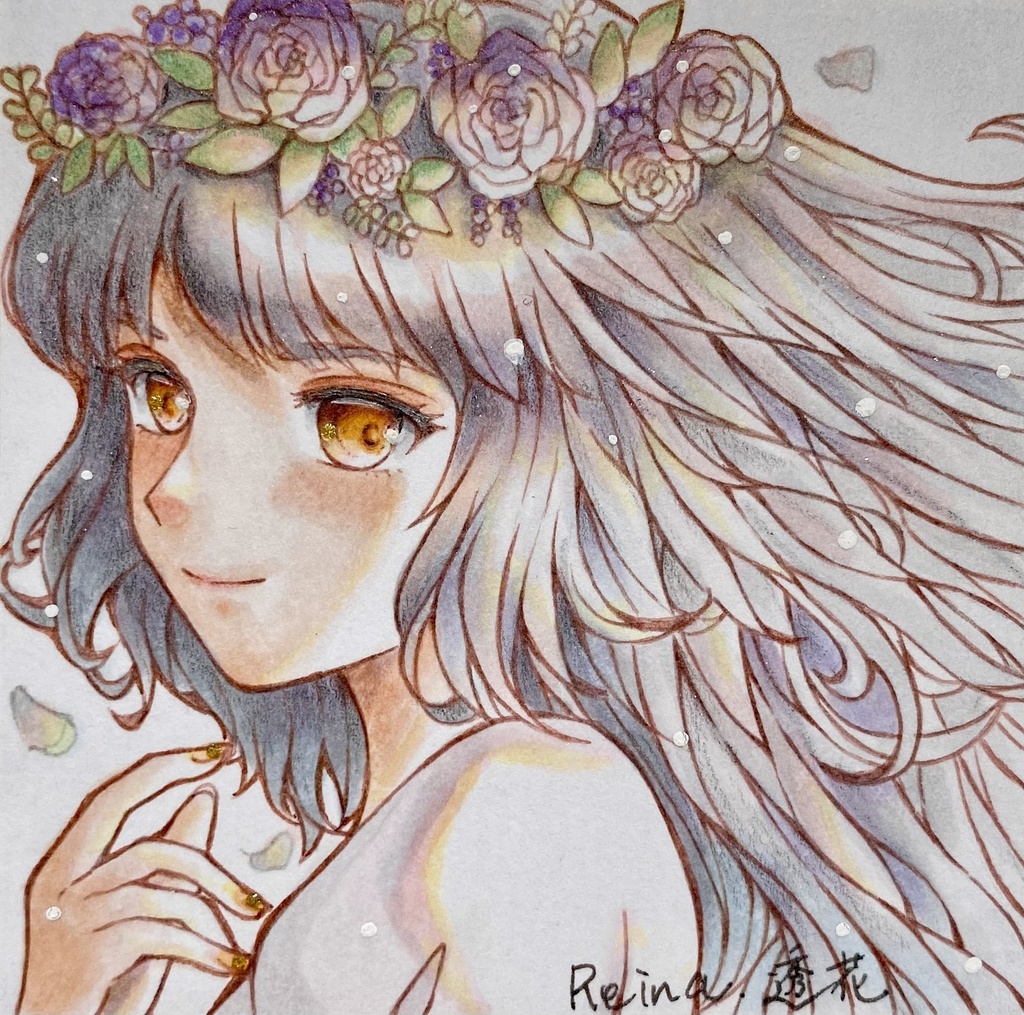 【原画】春を彩る・花の少女豆色紙(全6種類)