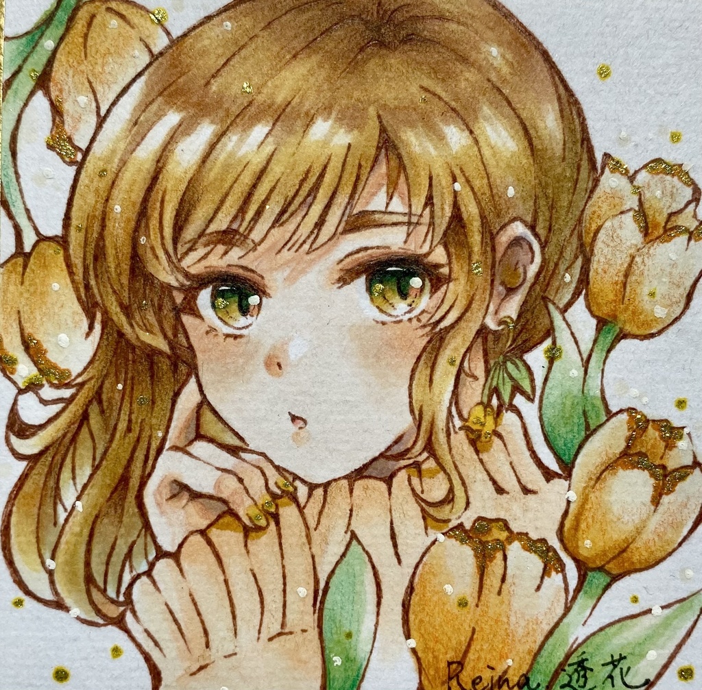 【原画】春を彩る・花の少女豆色紙(全6種類)