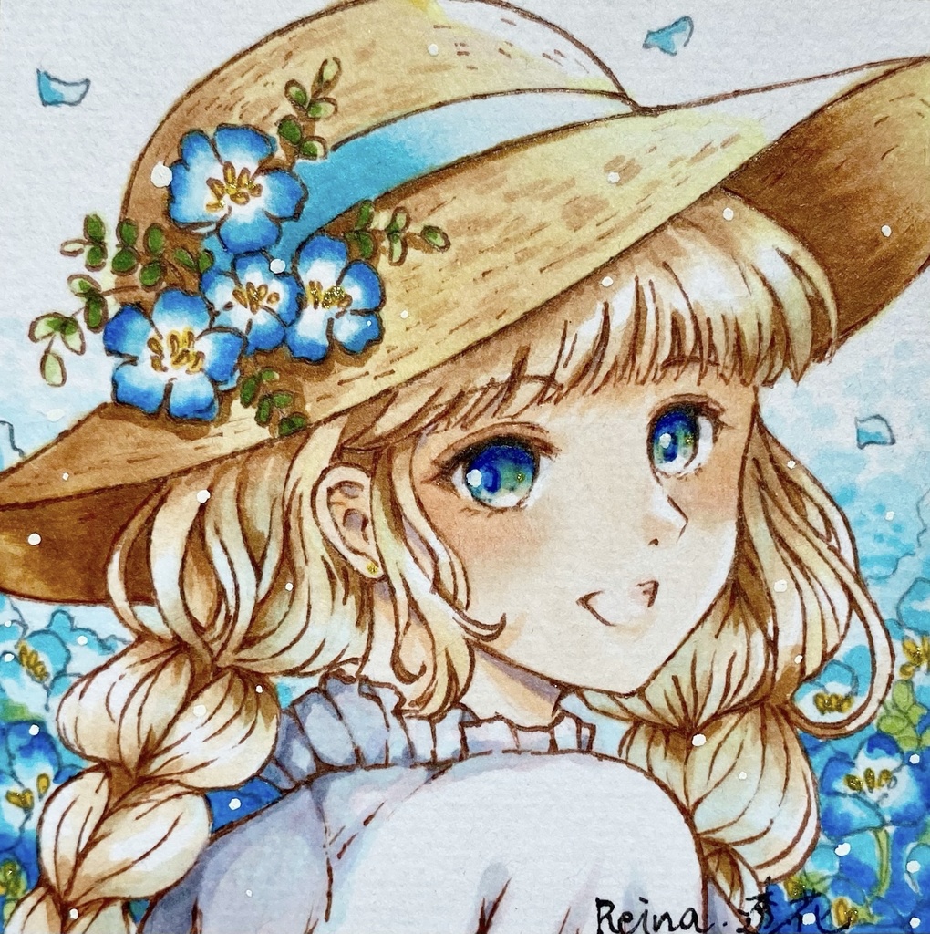 【原画】春を彩る・花の少女豆色紙(全6種類)