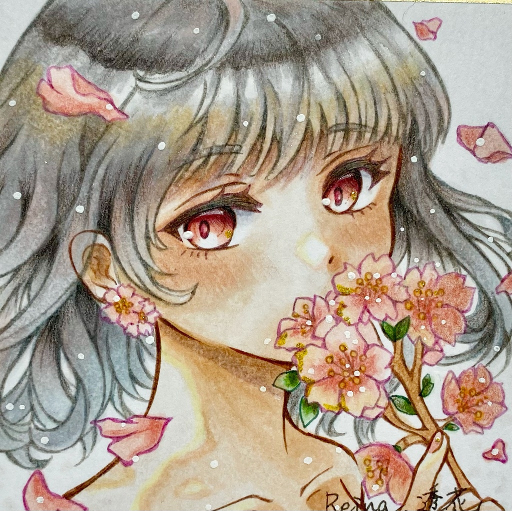 【原画】春を彩る・花の少女豆色紙(全6種類)