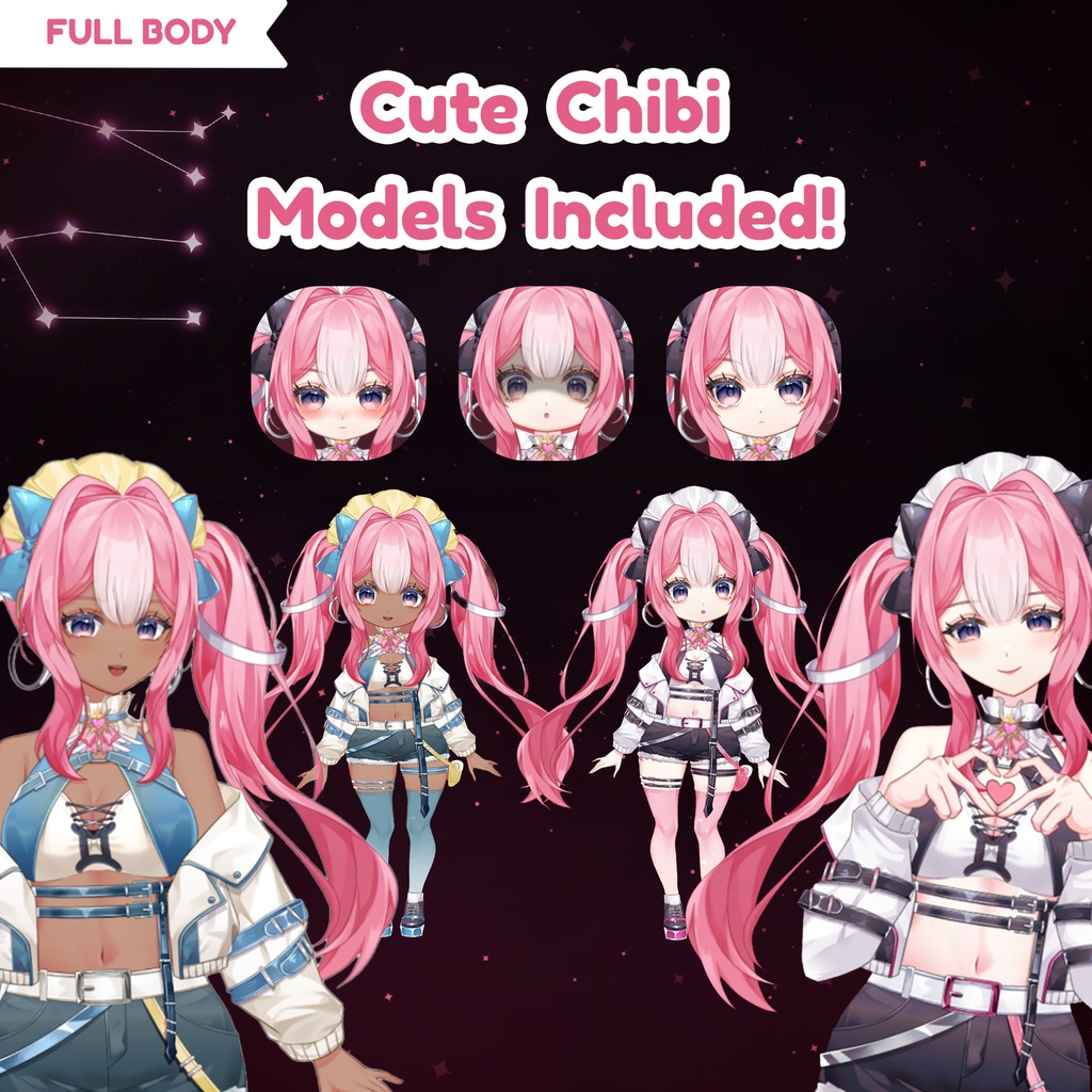 【live2d model】- Vtube Studio, Commercial use! (Ready to Use) - Full Body Vtuber Model【live2dモデル】