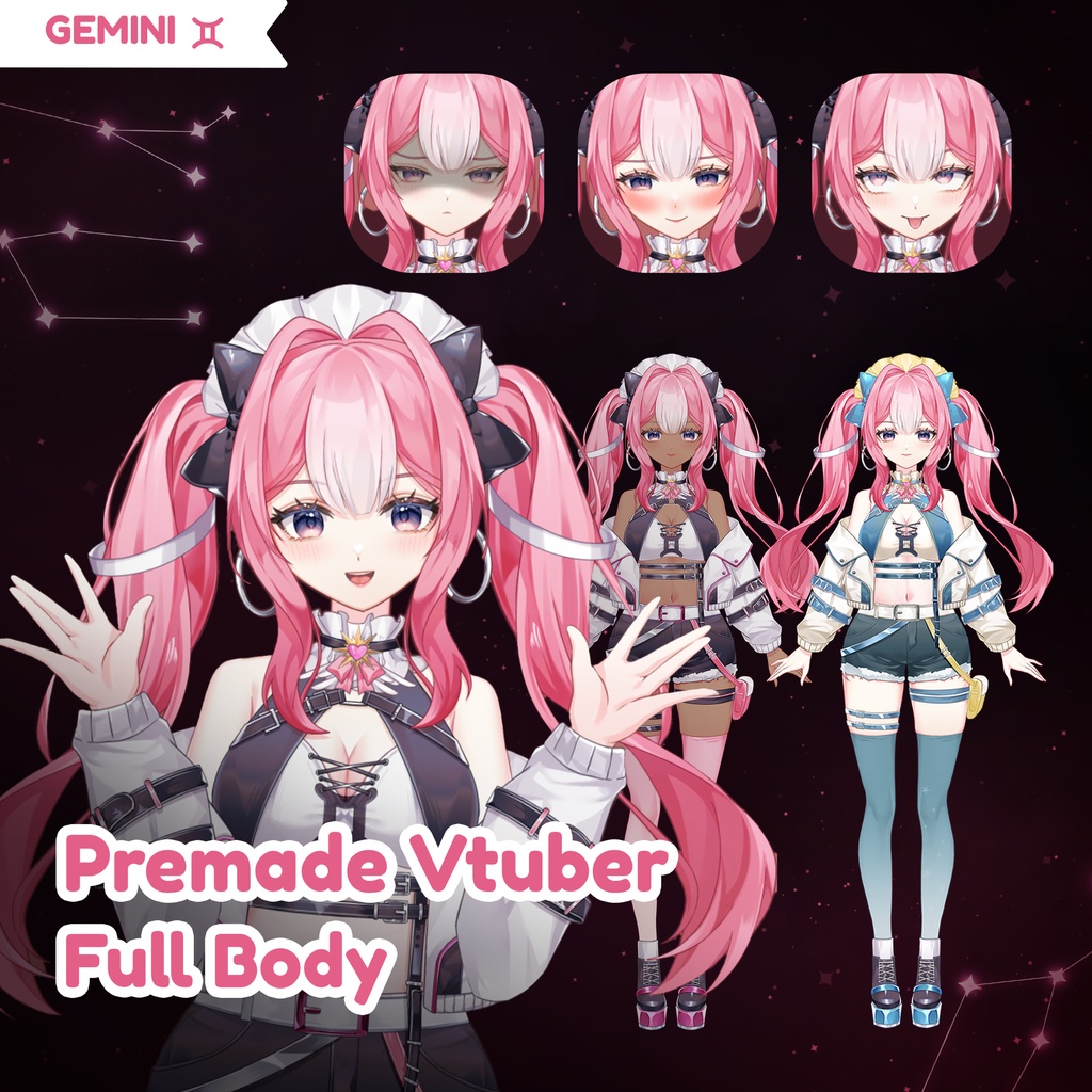 【live2d model】- Vtube Studio, Commercial use! (Ready to Use) - Full Body Vtuber Model【live2dモデル】