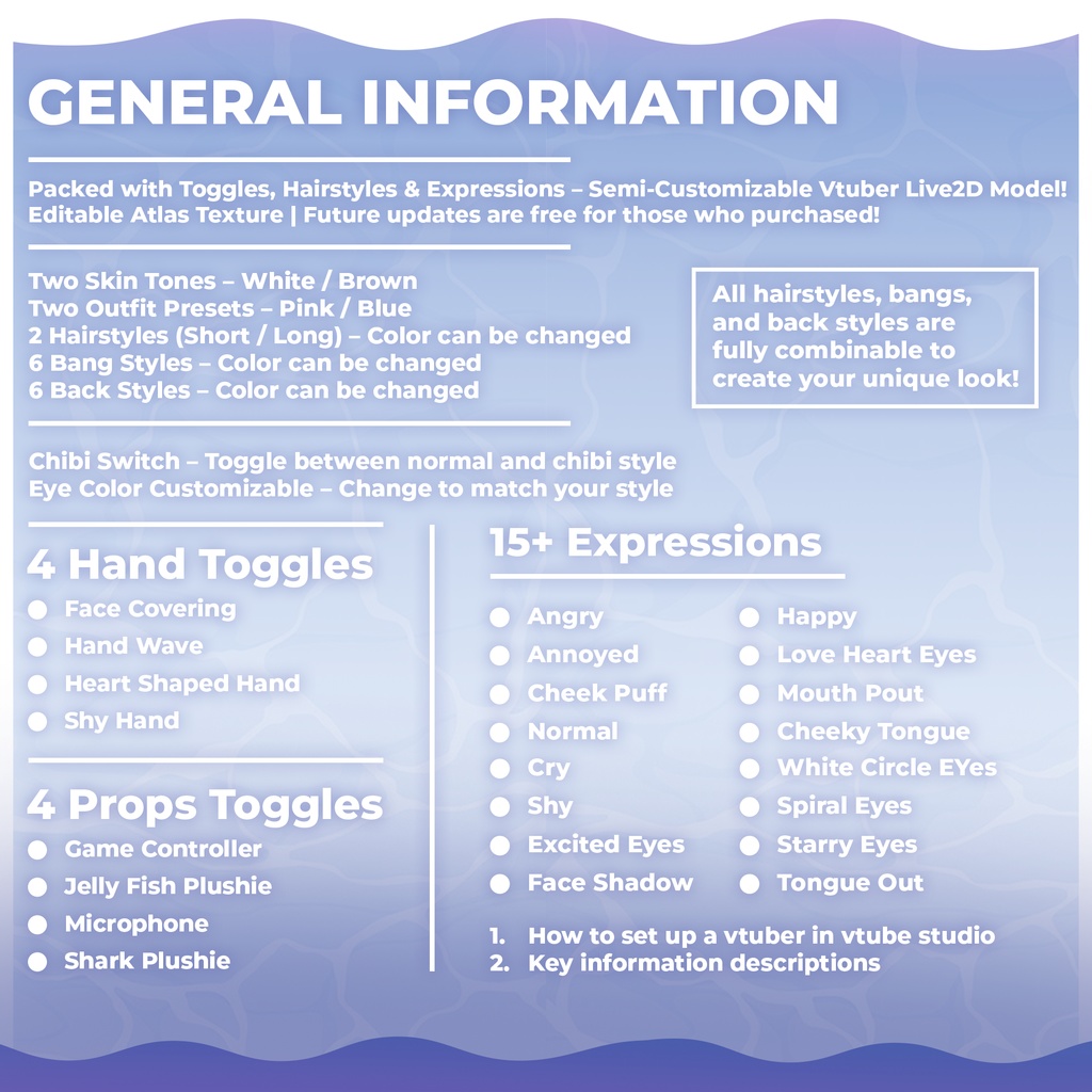 【Live2Dモデル】【汎用モデル】Live2D Semi Customizable Vtuber Model【VtubeStudio対応】