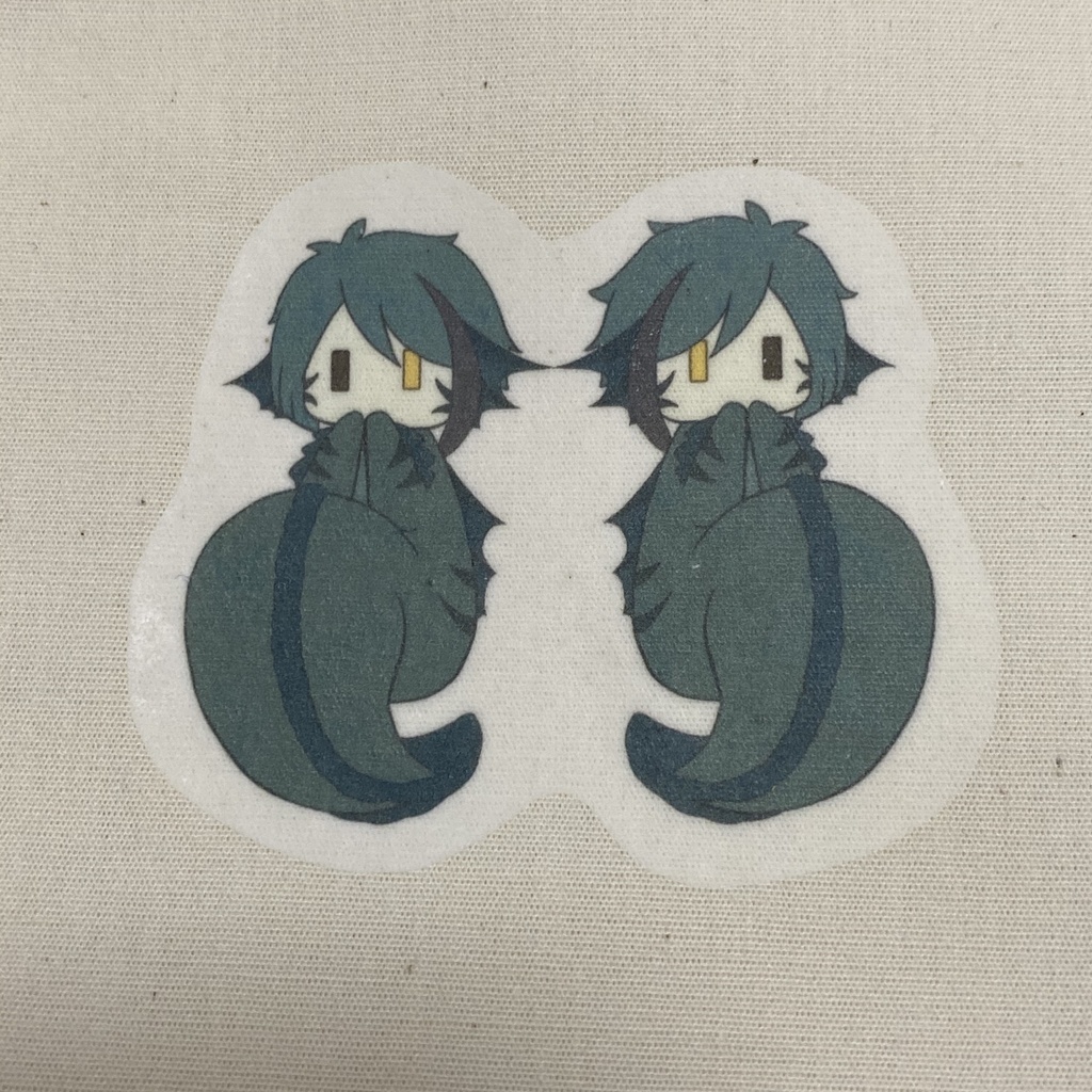 ツイステ フロイド&ジェイド ちんまりうつぼちゃんミニ巾着 アイロンプリント