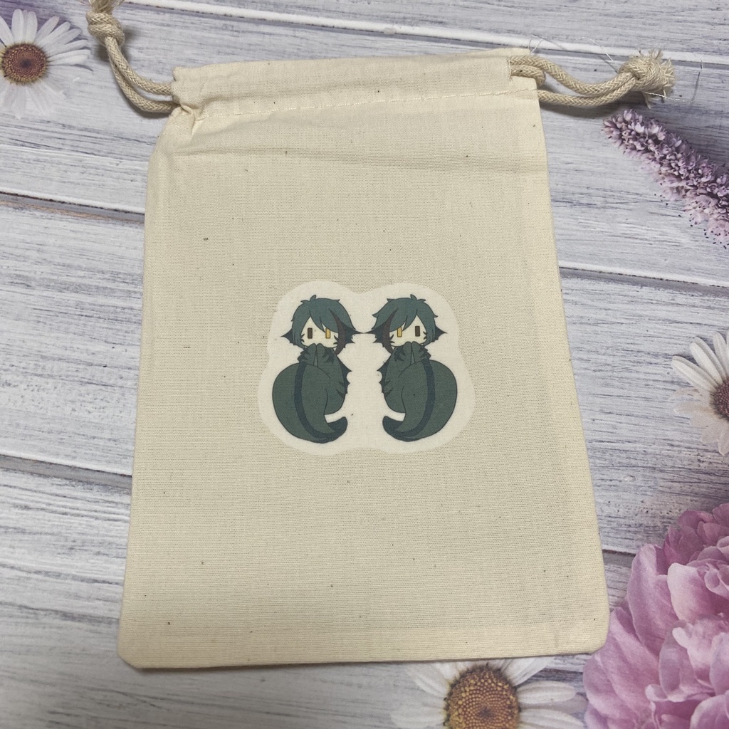 ツイステ フロイド&ジェイド ちんまりうつぼちゃんミニ巾着 アイロンプリント