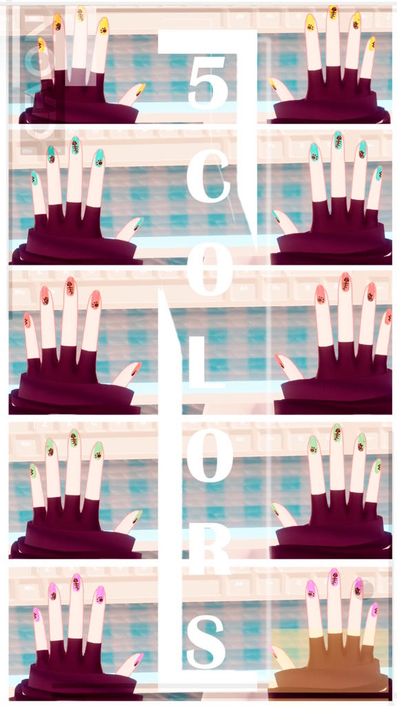 【Meow Nail Texture/ニャーネイルテクスチャ】5 colors base+2 especial/5色ベース+2色スペシャルHD