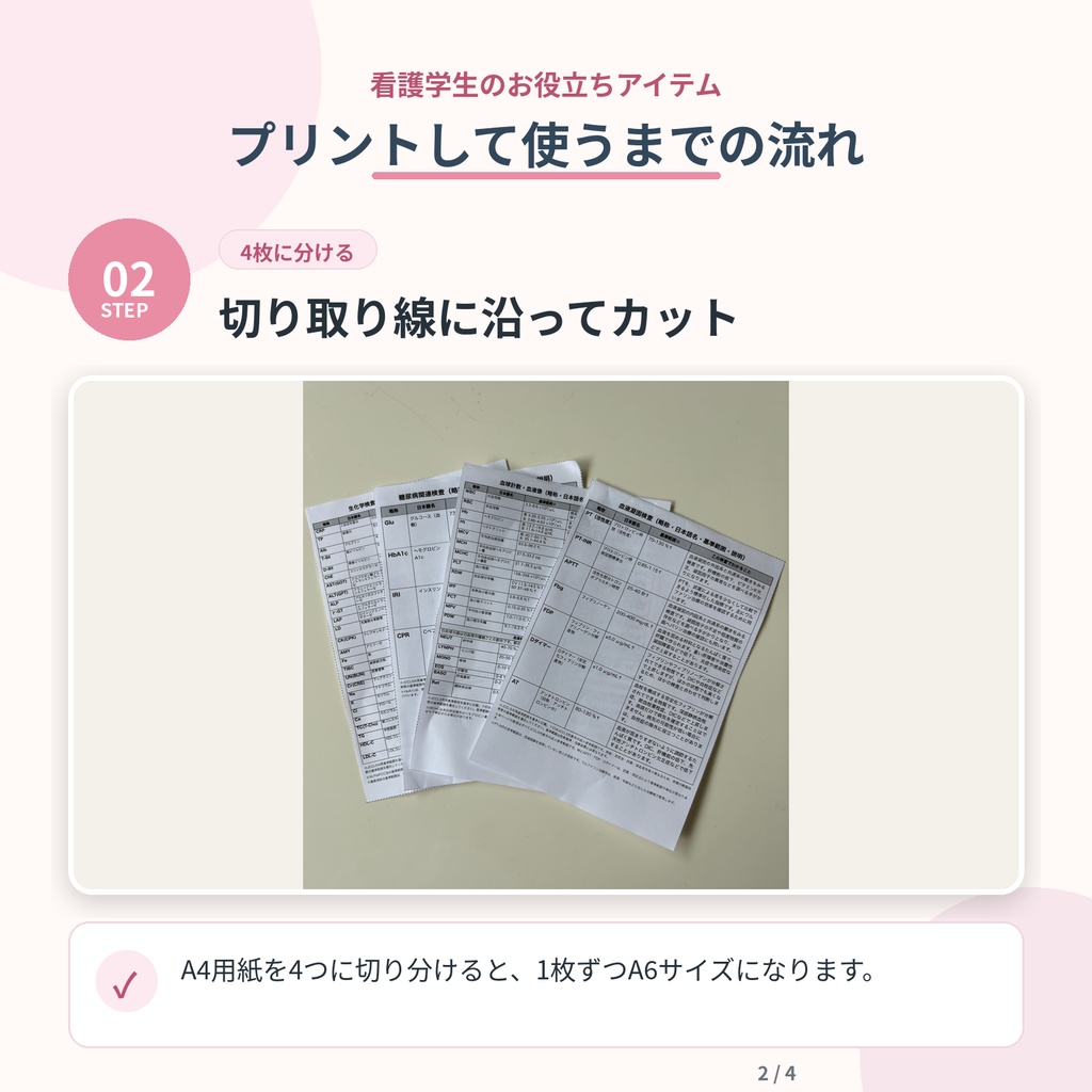 検査データ一覧 A6カード 4枚セット「この検査でなにがわかるの?」 看護学生・実習に必携!