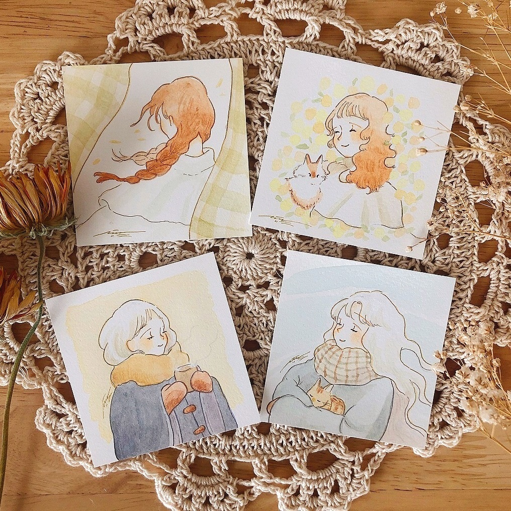 ドローイング「春焦がれ」「冬惜しむ」