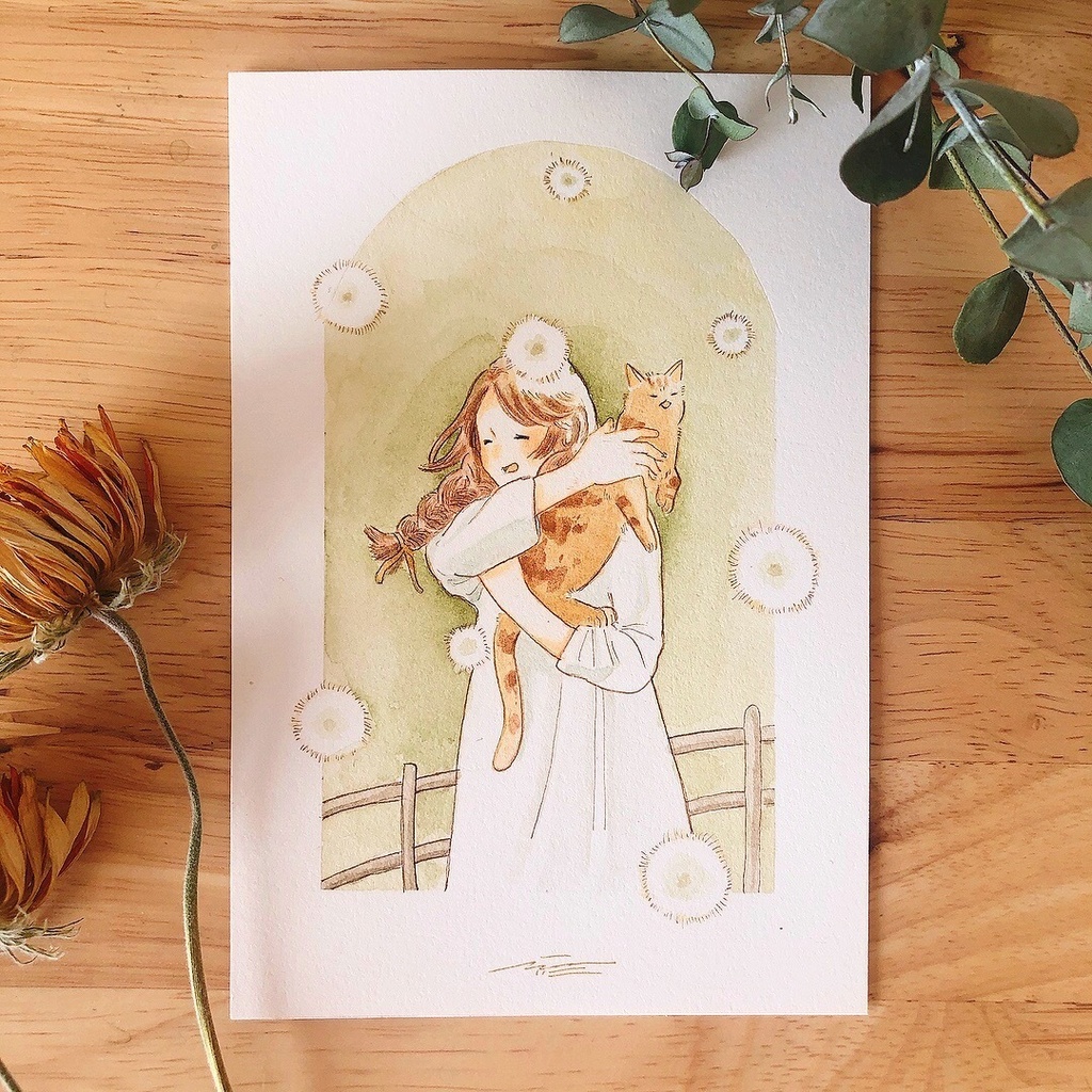 水彩原画「春がまう」